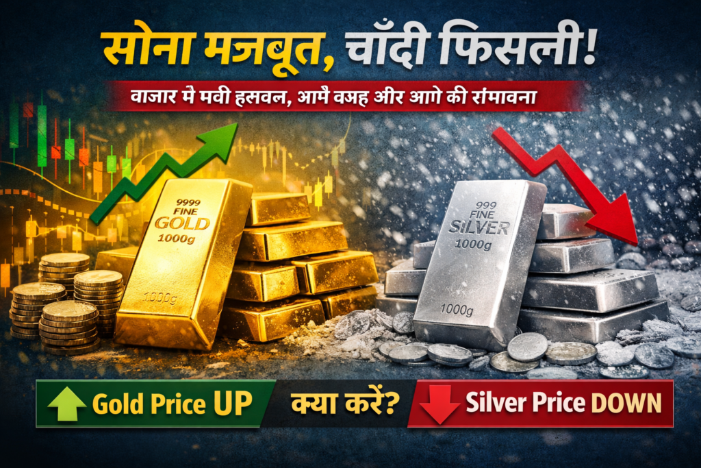 ChatGPT Image Feb 11 2026 08 37 34 AM सोना मजबूत, चाँदी फिसली: क्या कहती है बाज़ार की चाल?